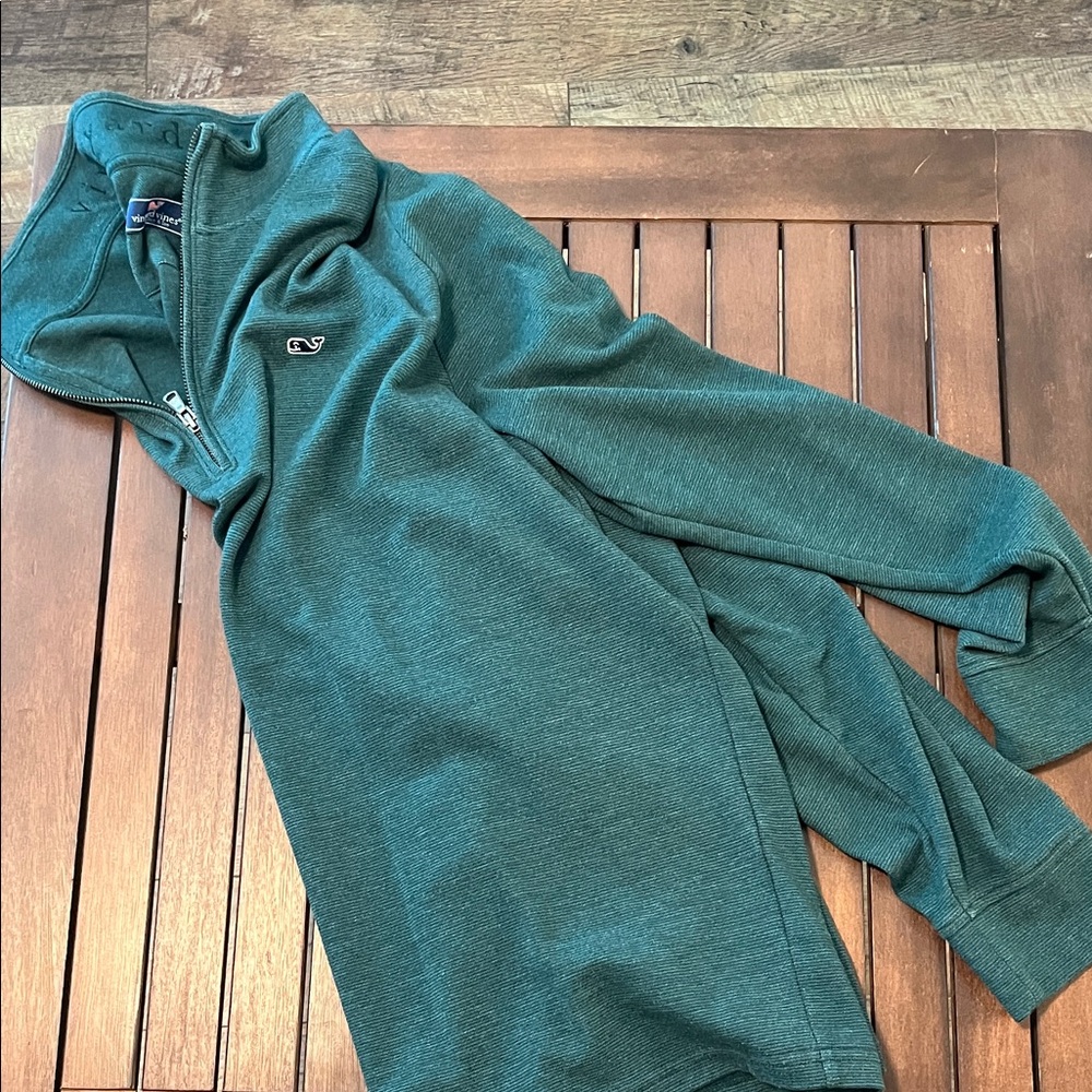 Vineyard Vines Men's Teal Zip-Up Sweater